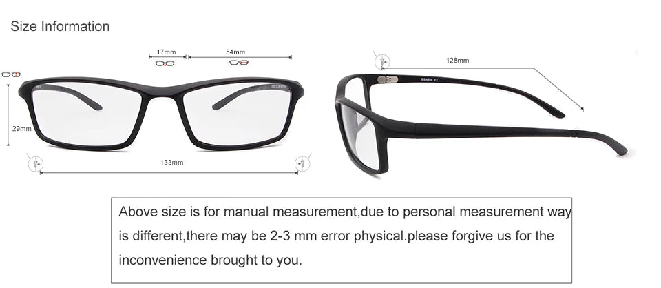 Esnbie Unisex Full Rim Square Tr 90 Titanium Sport Eyeglasses 78207 Full Rim Esnbie   