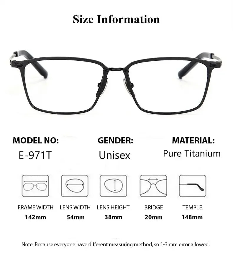 Summer Flower Men's Full Rim Square Acetate Titanium Eyeglasses 97144