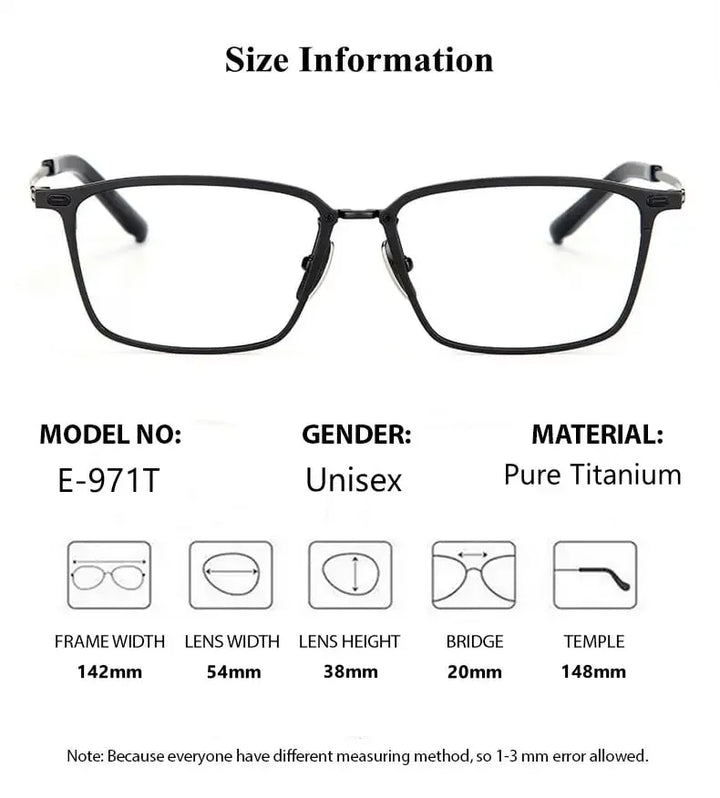 Summer Flower Men's Full Rim Square Acetate Titanium Eyeglasses 97144