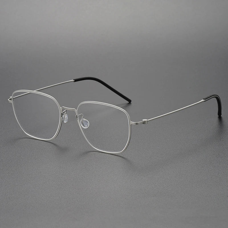 Black Mask Unisex Full Rim Square Titanium Eyeglasses L5527 Full Rim Black Mask Silver  