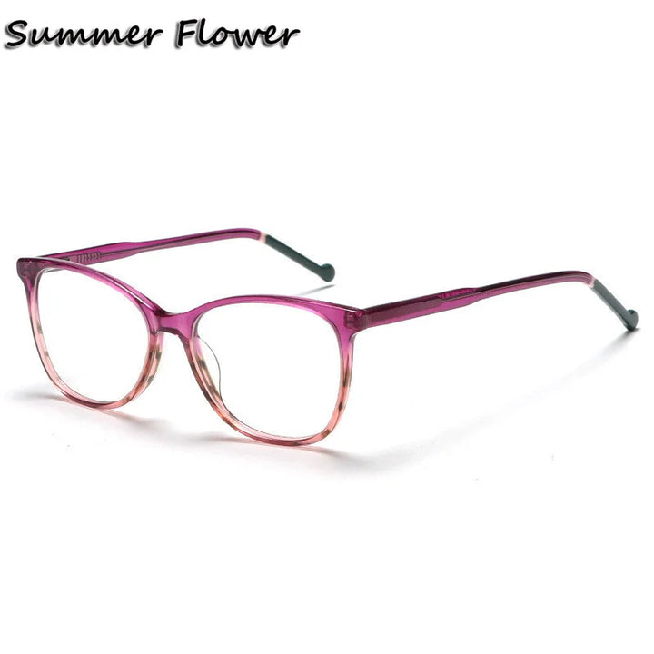 Summer Flower Women's Full Rim Square Cat Eye Acetate Eyeglasses 81002