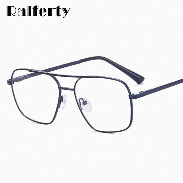 Ralferty Men's Full Rim Square Double Bridge Alloy Eyeglasses R91308 Full Rim Ralferty   