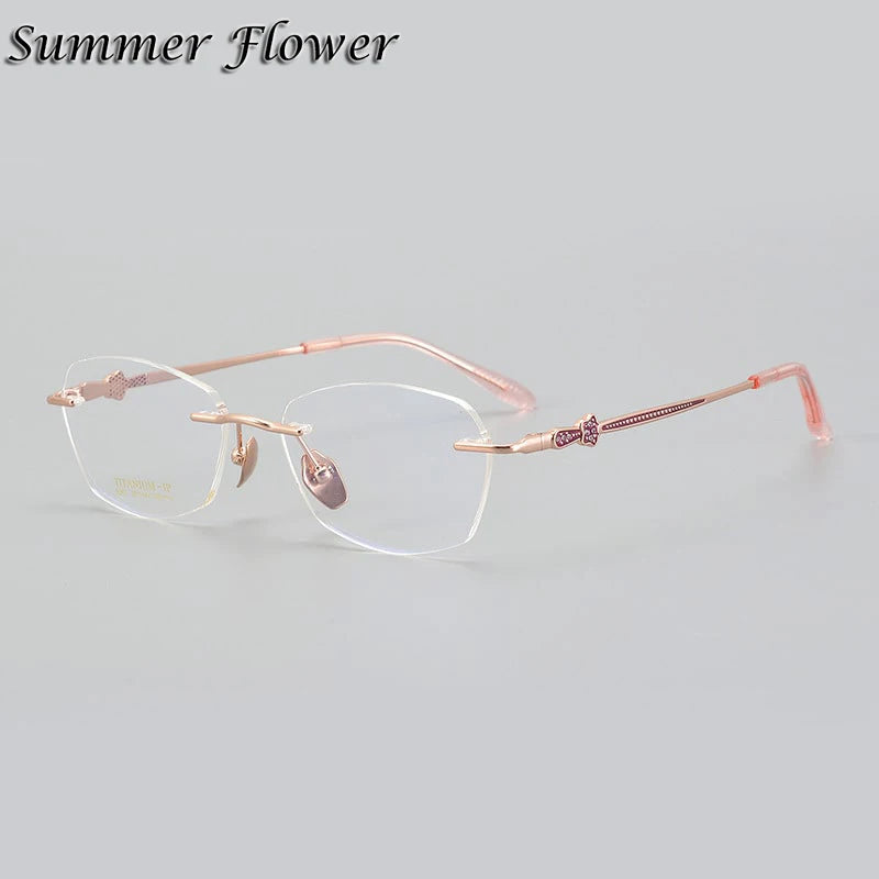 Summer Flower Women's Rimless Oval Square Titanium Eyeglasses 69263