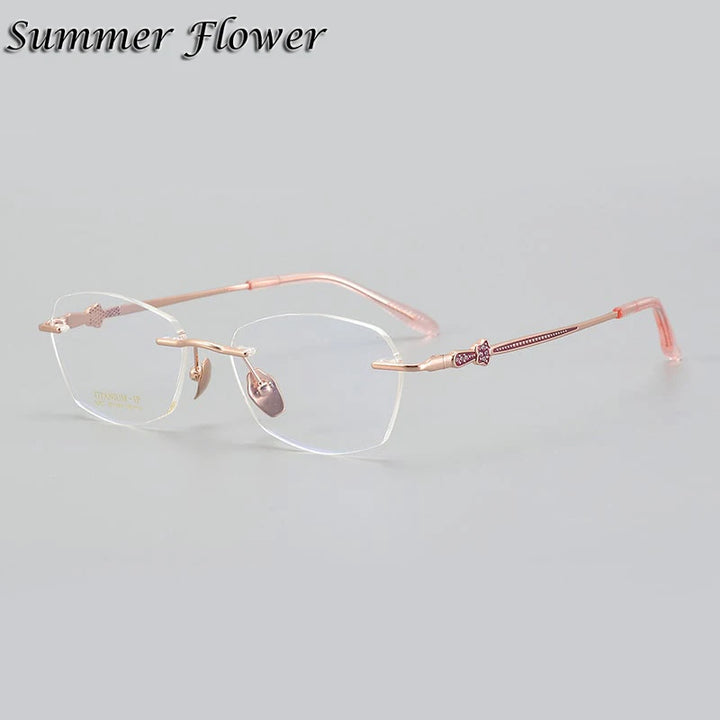 Summer Flower Women's Rimless Oval Square Titanium Eyeglasses 69263