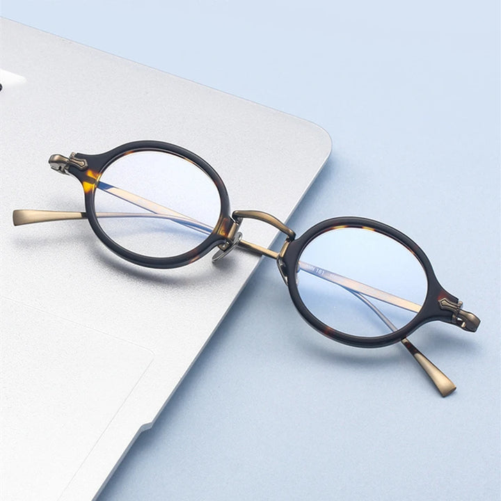 Black Mask Unisex Full Rim Oval Round Titanium Acetate Eyeglasses 396181