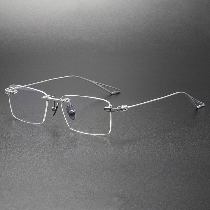 CCSpace Unisex Rimless Square Titanium Eyeglasses 56511 Rimless CCspace Silver  