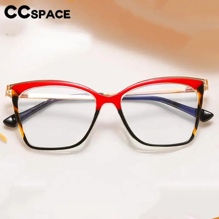 CCSpace Women's Full Rim Square Tr 90 Titanium Eyeglasses 57052 Full Rim CCspace   