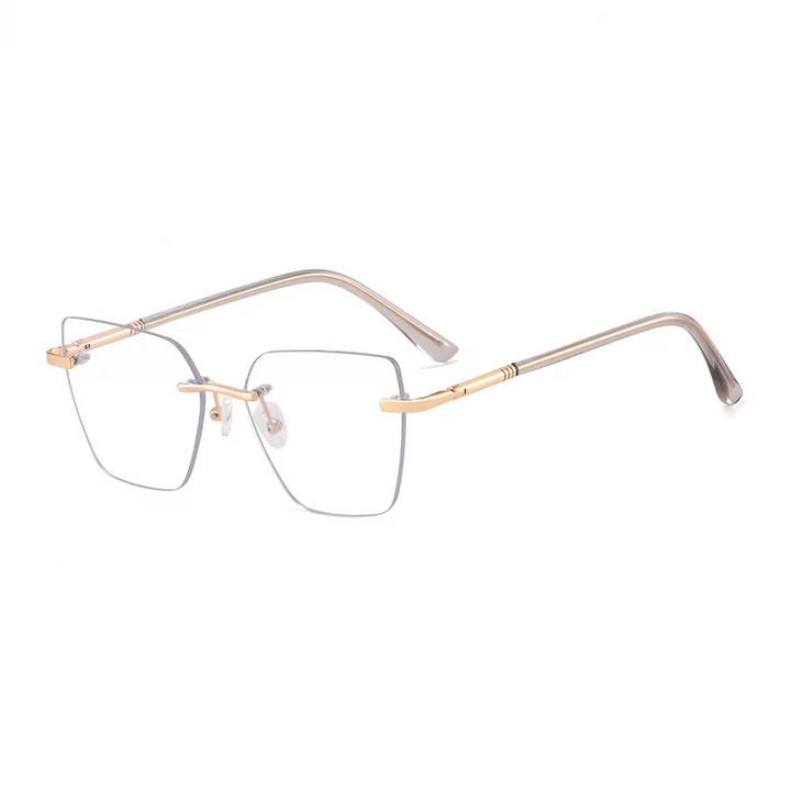 Ralferty Women's Rimless Flat Top Polygon Acetate Eyeglasses R83600 Rimless Ralferty C2 Clear Gray CHINA 