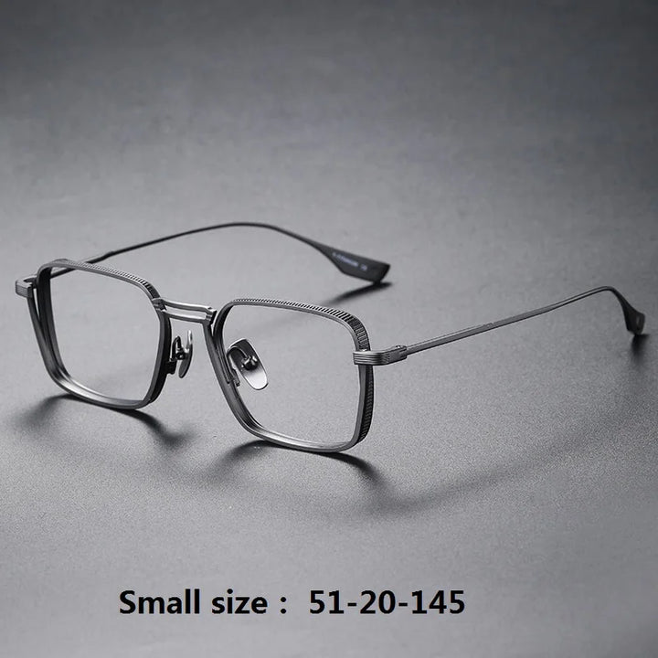 Aimee Unisex Full Rim Square Double Bridge Titanium Eyeglasses 4125 Full Rim Aimee Gun Grey Small  