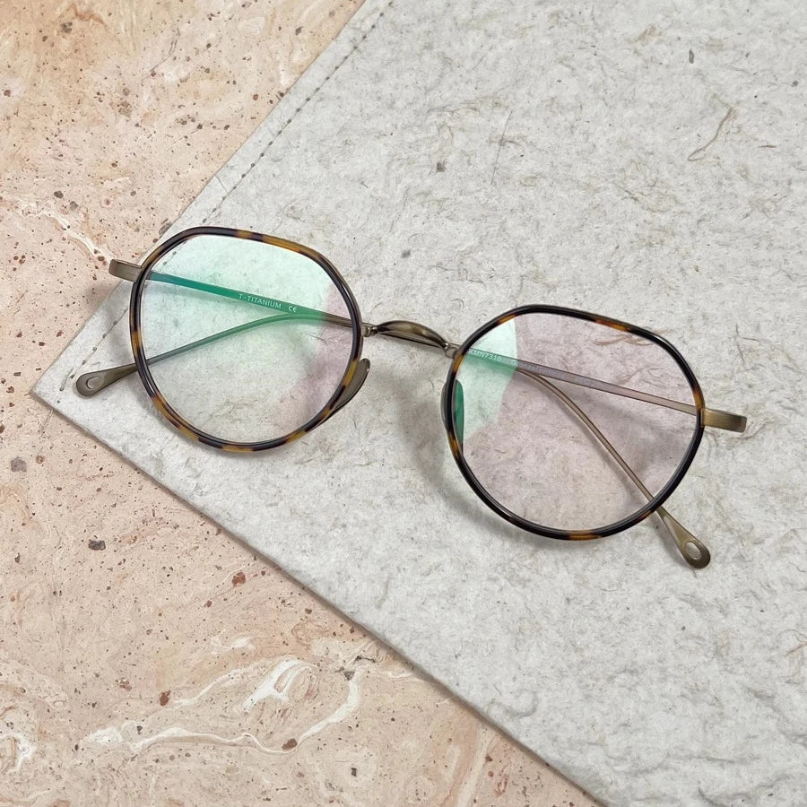 Black Mask Women's Full Rim Flat Top Oval Acetate Titanium Eyeglasses 67310