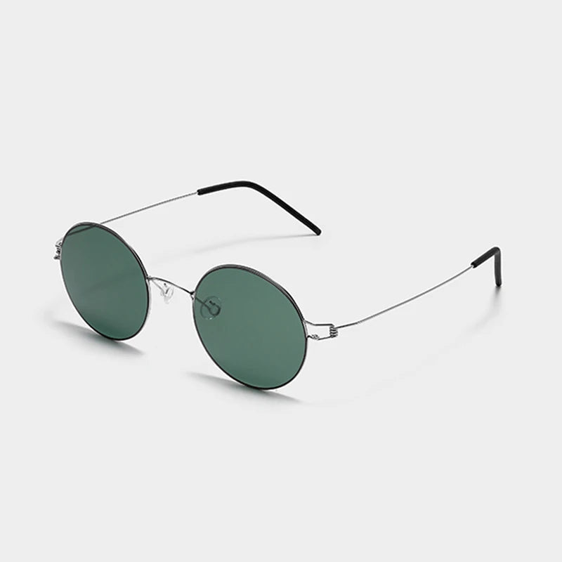 Black Mask Unisex Full Rim Round Screwless Titanium Sunglasses 28609 Full Rim Black Mask   