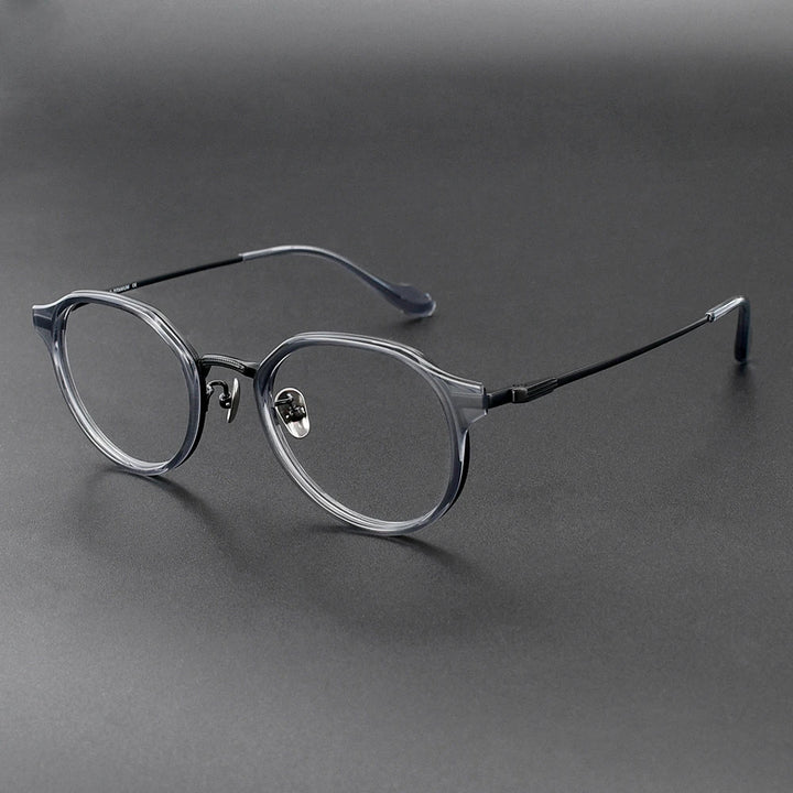 Black Mask Unisex Full Rim Round Titanium Eyeglasses BM-G636