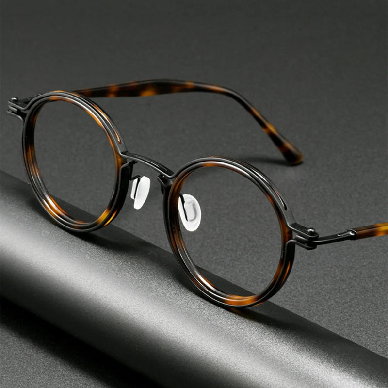 Black Mask Unisex Full Rim Round Titanium Eyeglasses BM-5862