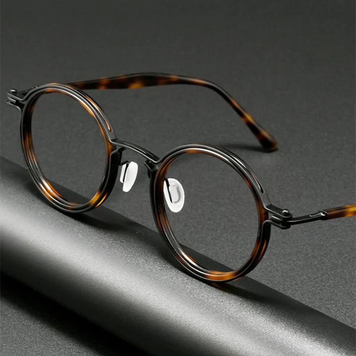 Black Mask Unisex Full Rim Round Titanium Eyeglasses BM-5862