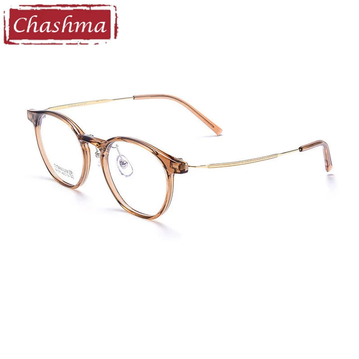 Chashma Ottica Unisex Full Rim Round Tr 90 Titanium Eyeglasses 16017 Full Rim Chashma Ottica Transparent Coffee  