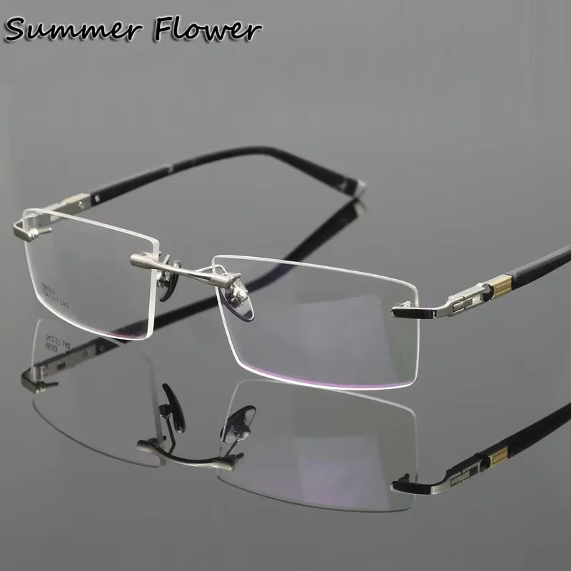 Summer Flower Unisex Rimless Square Alloy Eyeglasses 88836