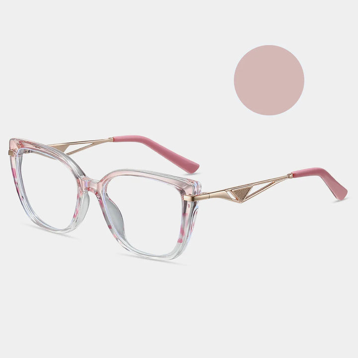 CCspace Women's Full Rim Square Cat Eye Tr 90 Titanium Eyeglasses 301302 Full Rim CCspace Pink  