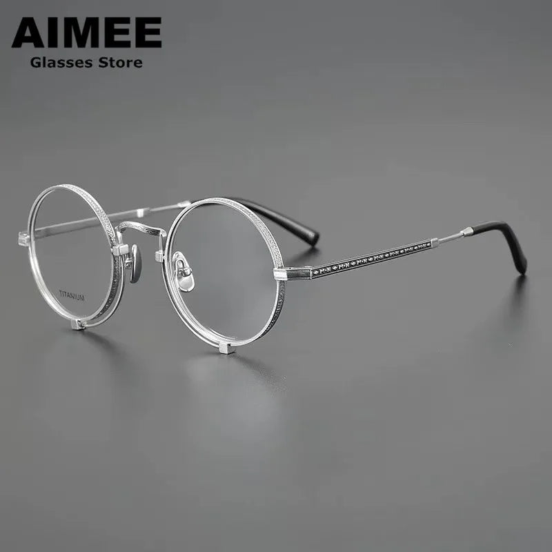 Aimee Unisex Full Rim Round Titanium Acetate Eyeglasses 369153