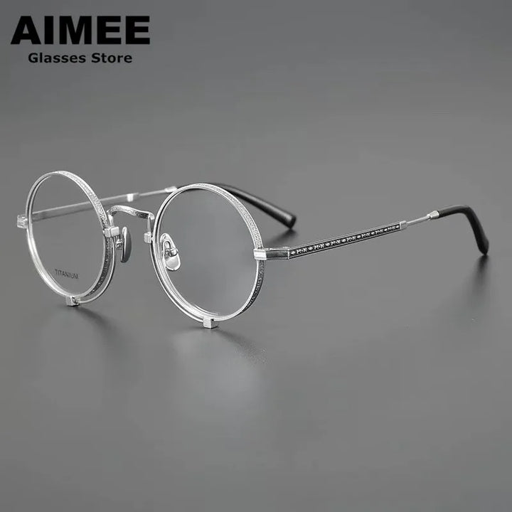 Aimee Unisex Full Rim Round Titanium Acetate Eyeglasses 369153