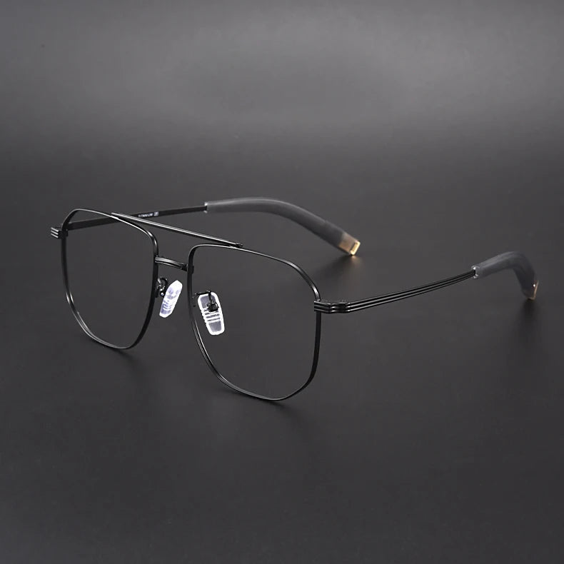 Muzz Unisex Full Rim Square Double Bridge Titanium Eyeglasses 40942 Full Rim Muzz black  