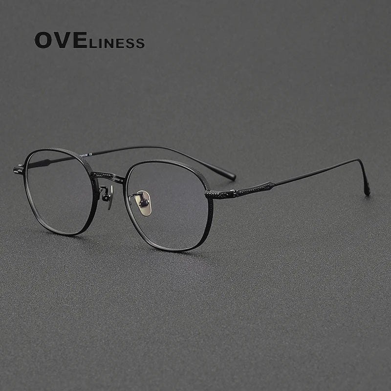 Oveliness Women's Full Rim Oval Square Titanium Eyeglasses 44301 Full Rim Oveliness black