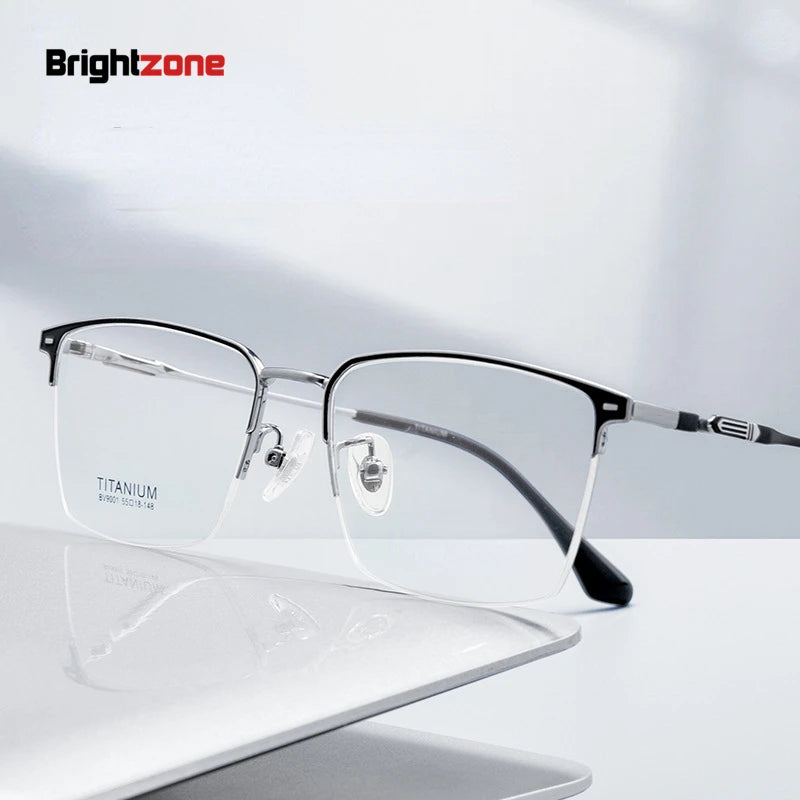 Brightzone Women's Semi Rim Square Titanium Eyeglasses 71203 Semi Rim Brightzone