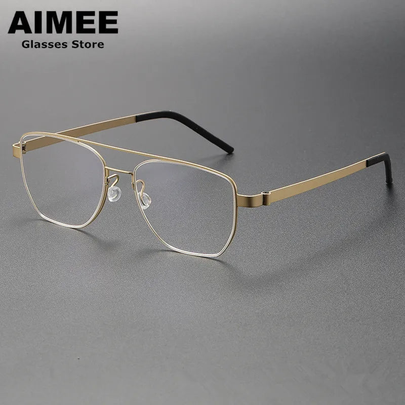 Aimee Unisex Full Rim Square Double Bridge Titanium Eyeglasses 9622 Full Rim Aimee   