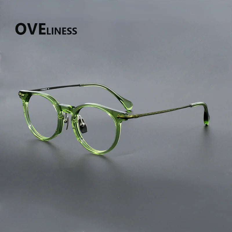 Oveliness Unisex Full Rim Round Titanium Acetate Eyeglasses 926025