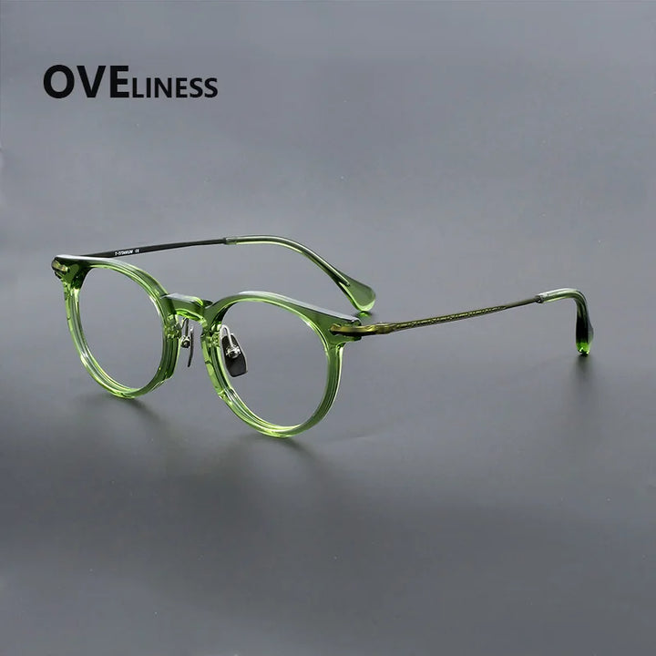 Oveliness Unisex Full Rim Round Titanium Acetate Eyeglasses 926025