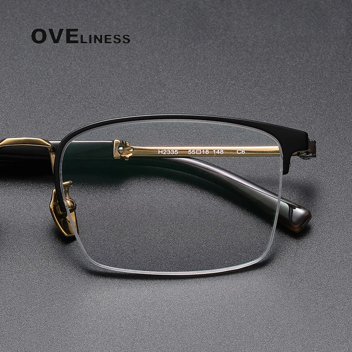 Oveliness Men's Semi Rim Square Titanium Eyeglasses O2335 Semi Rim Oveliness   