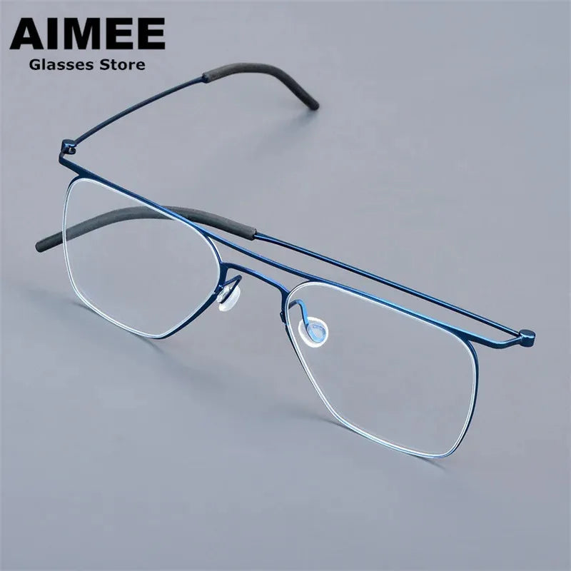 Aimee Women's Full RIm Square Double Bridge Titanium Eyeglasses 55802