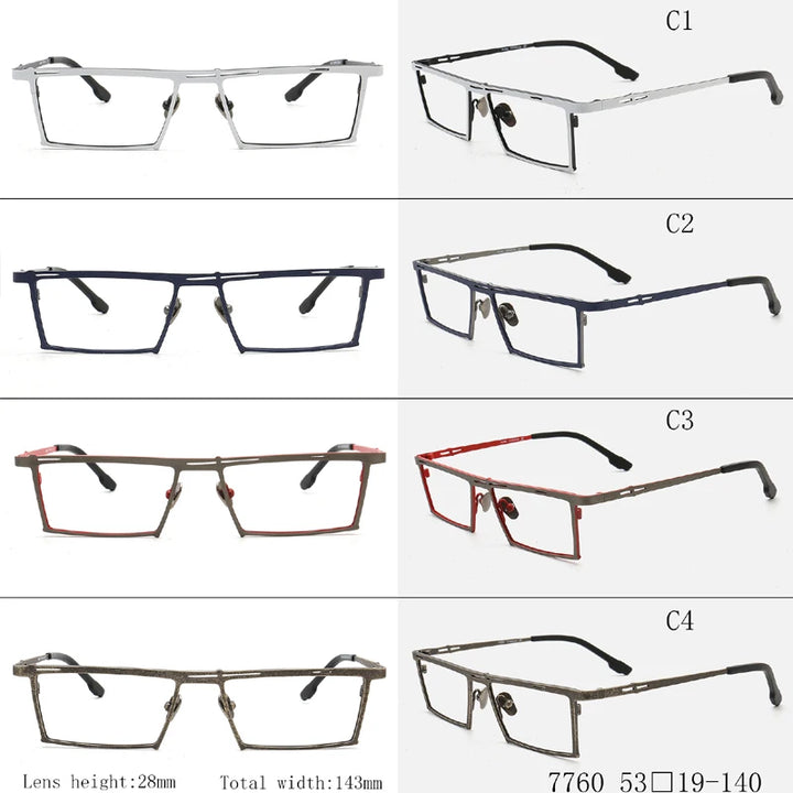 Muzz Unisex Full Rim Small Square Brow Line Titanium Eyeglasses T7760 Full Rim Muzz   