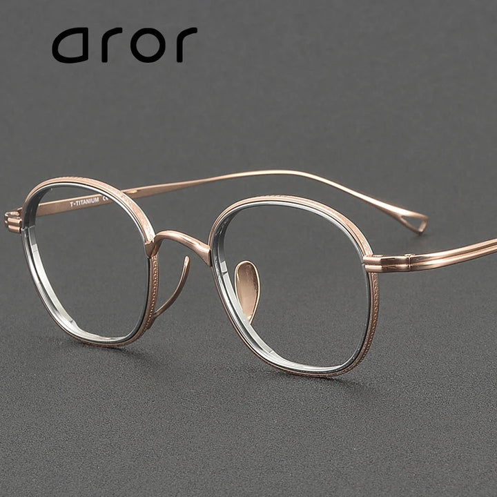Aror Unisex Full Rim Square Oval Titanium Eyeglasses 12347