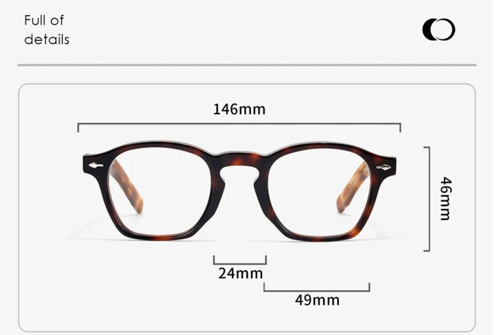Black Mask Unisex Full Rim Polygon Square Acetate Eyeglasses 396195