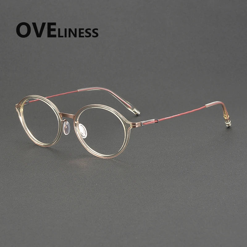 Oveliness Women's Full Rim Oval Acetate Titanium Eyeglasses 202515
