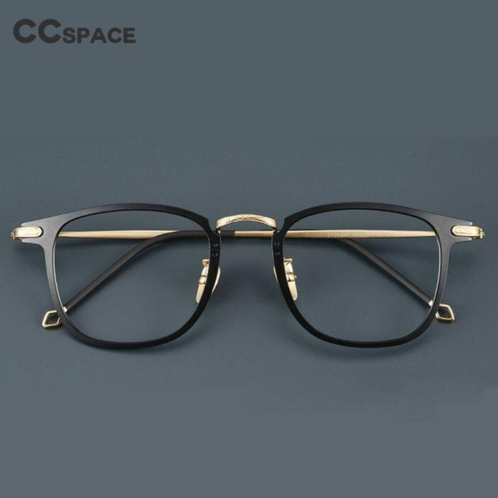 CCspace Unisex Full Rim Square Titanium Alloy Eyeglasses 55919 Full Rim CCspace   