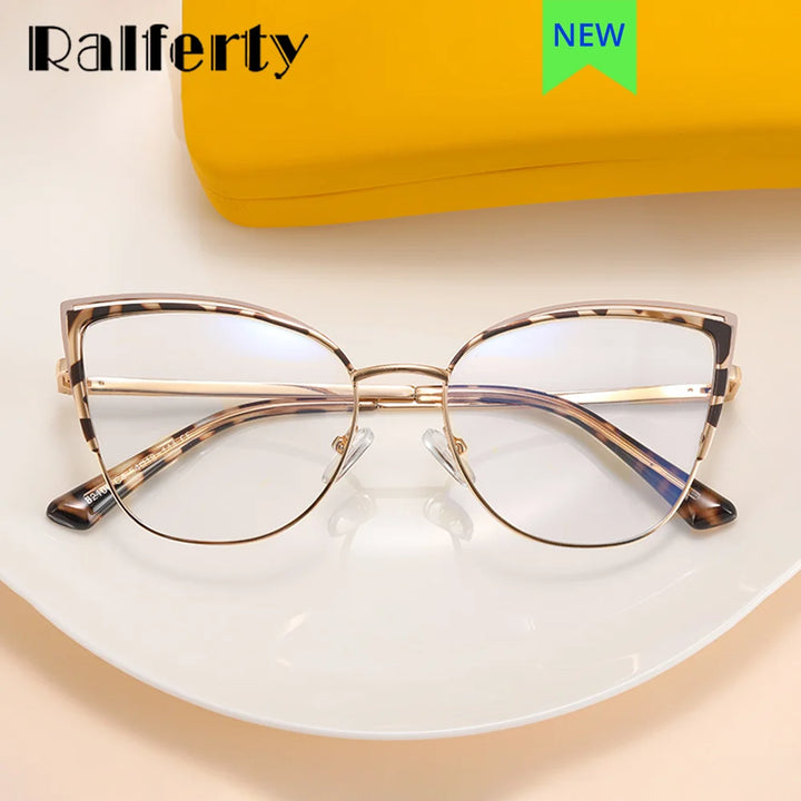 Ralferty Women's Full Rim Square Cat Eye Alloy Eyeglasses R8206 Full Rim Ralferty   