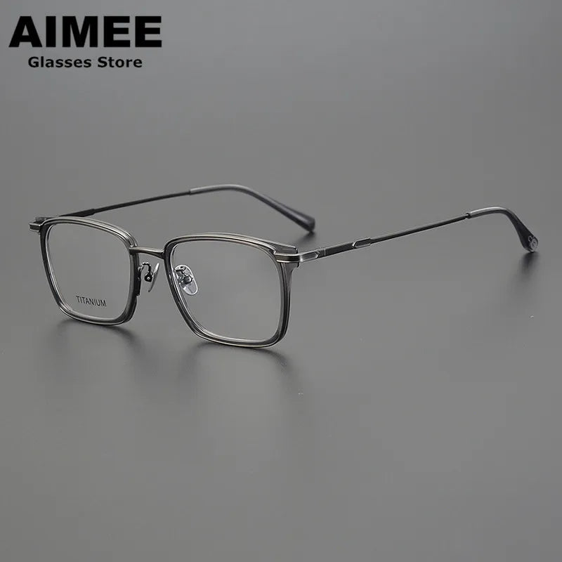 Aimee Unisex Full Rim Square Acetate Titanium Eyeglasses 6322 Full Rim Aimee Grey  