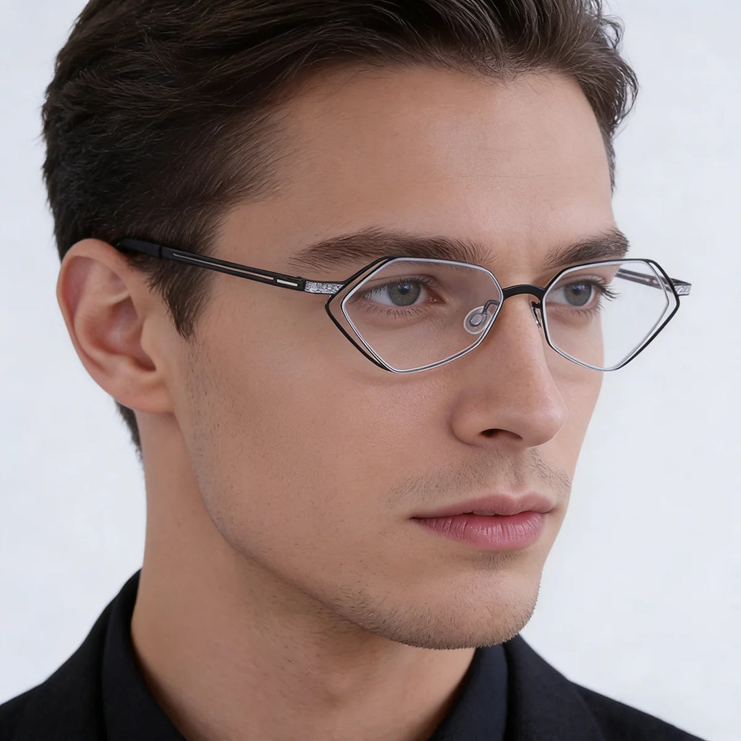 Bobbie Unisex Full Rim Geometric Titanium Eyeglasses V339