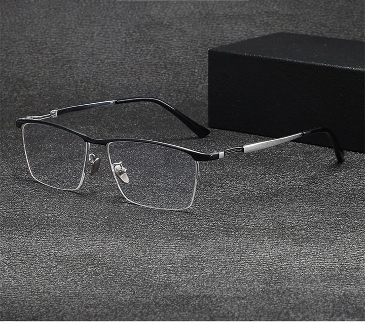 Black Mask Unisex Semi Rim Square Titanium Eyeglasses 45951 Semi Rim Black Mask   