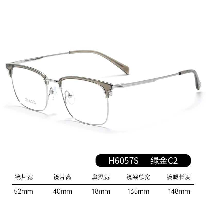 Bclear Men's Full Rim Square Brow Line Titanium Eyeglasses 16057
