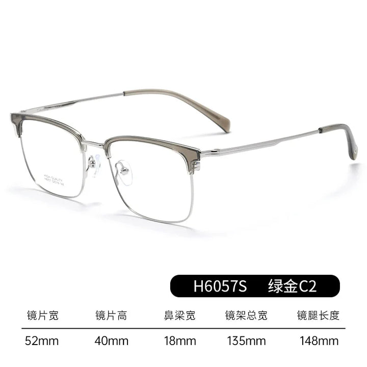 Bclear Men's Full Rim Square Brow Line Titanium Eyeglasses 16057