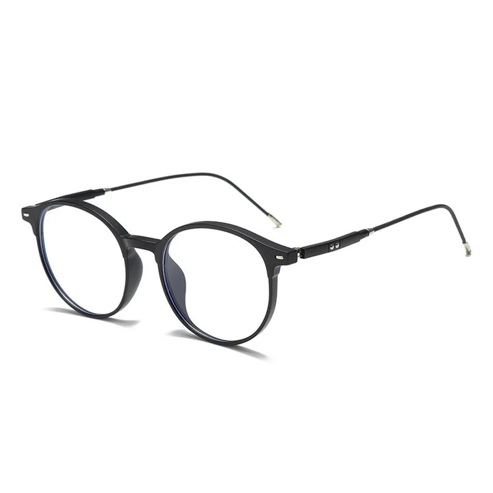 Yimaruili Unisex Full Rim Round Tr 90 Eyeglasses Y8123 Full Rim Yimaruili Eyeglasses Matte Black  