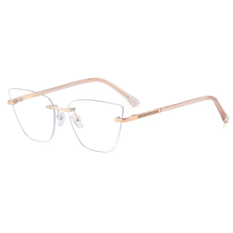 CCspace Women's Rimless Oval Cat Eye Tr 90 Alloy Reading Glasses 312720