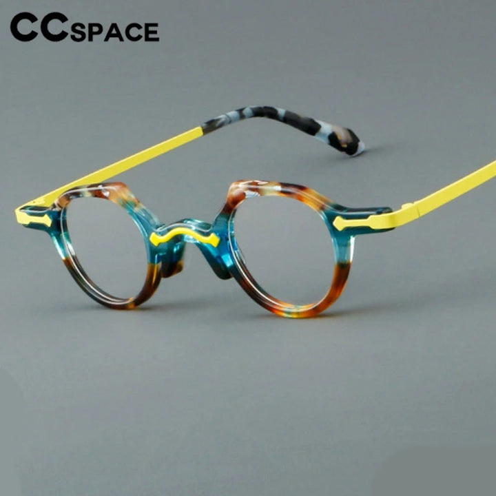 CCspace Women's Full Rim Irregular Round Acetate Eyeglasses 302177 Full Rim CCspace   