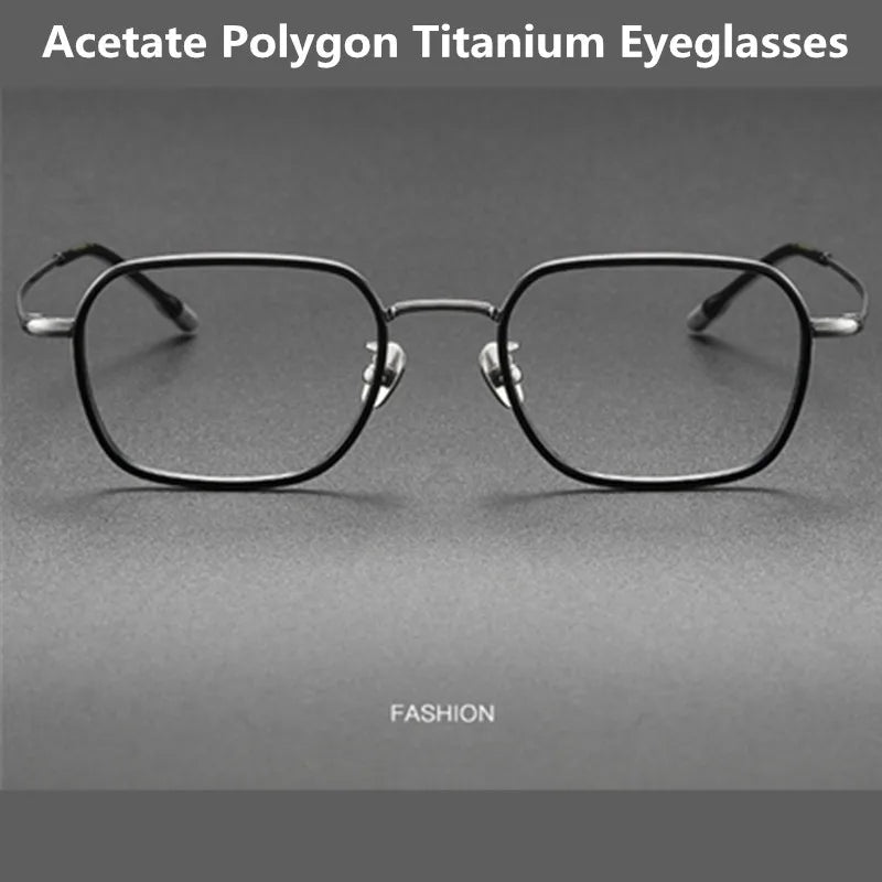 Aimee Men's Full Rim Polygon Square Acetate Titanium Eyeglasses 8508 Full Rim Aimee   