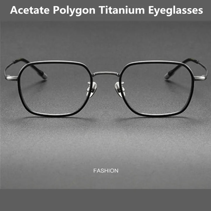 Aimee Men's Full Rim Polygon Square Acetate Titanium Eyeglasses 8508 Full Rim Aimee   