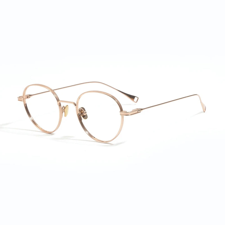 Black Mask Unisex Full Rim Oval Round Titanium Eyeglasses 49012 Full Rim Black Mask Rose Gold