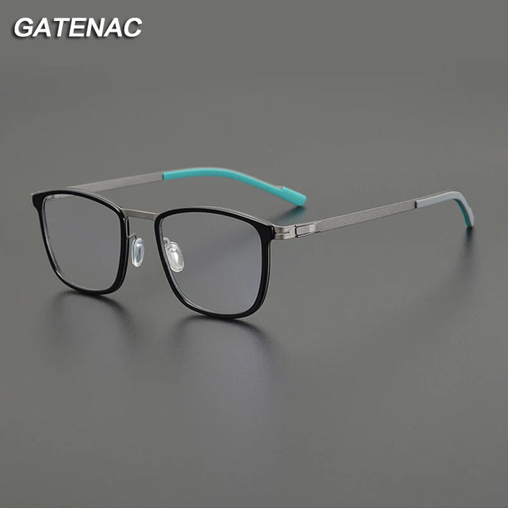 Gatenac Unisex Full Rim Square Screwless Alloy Eyeglasses Gxyj1152 Full Rim Gatenac   