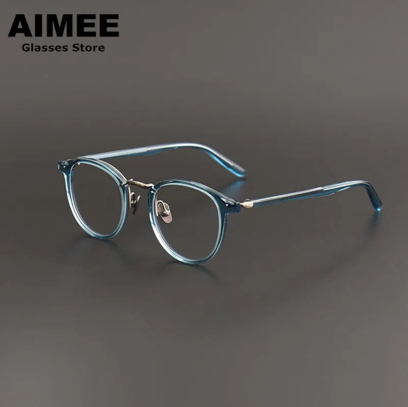 Aimee Unisex Full Rim Square Oval Acetate Titanium Eyeglasses 7885 Full Rim Aimee   